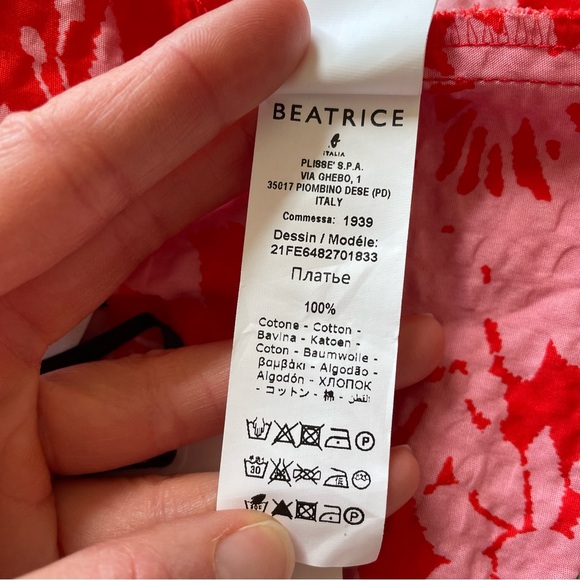 Beatrice B Red Floral Seersucker Dress Size 0 Cutout Colorful Vacation Garden - Picture 7 of 9
